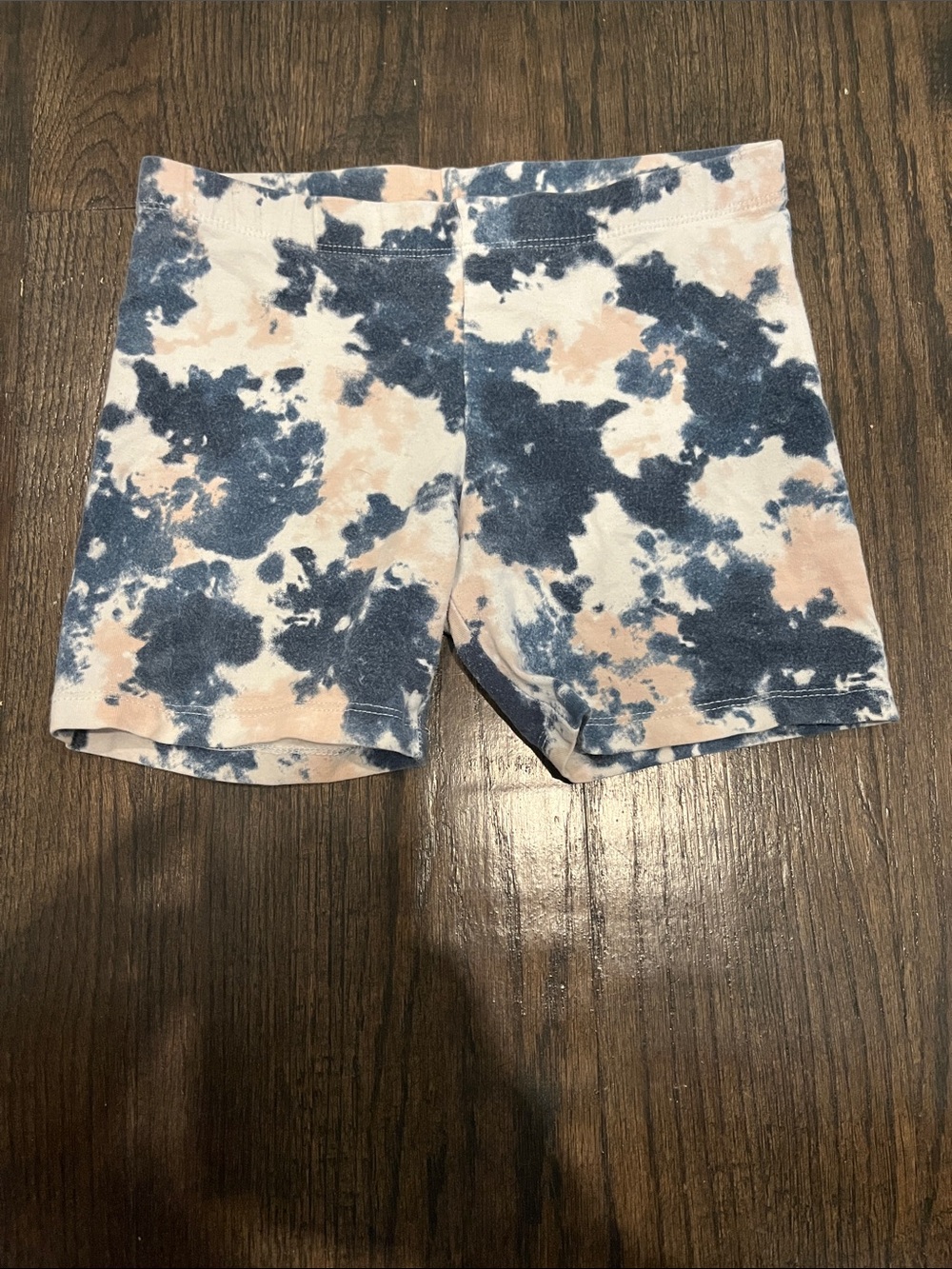 Tie-Dye Blue and Peach Kids Stretch Bike Shorts